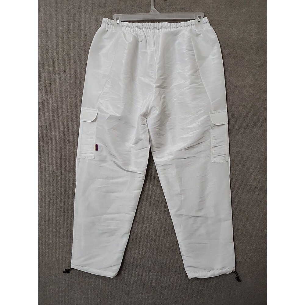 Adidas Lightweight Pull On Cargo Pants Womens L White Shimmer Drawstring - Picture 6 of 9